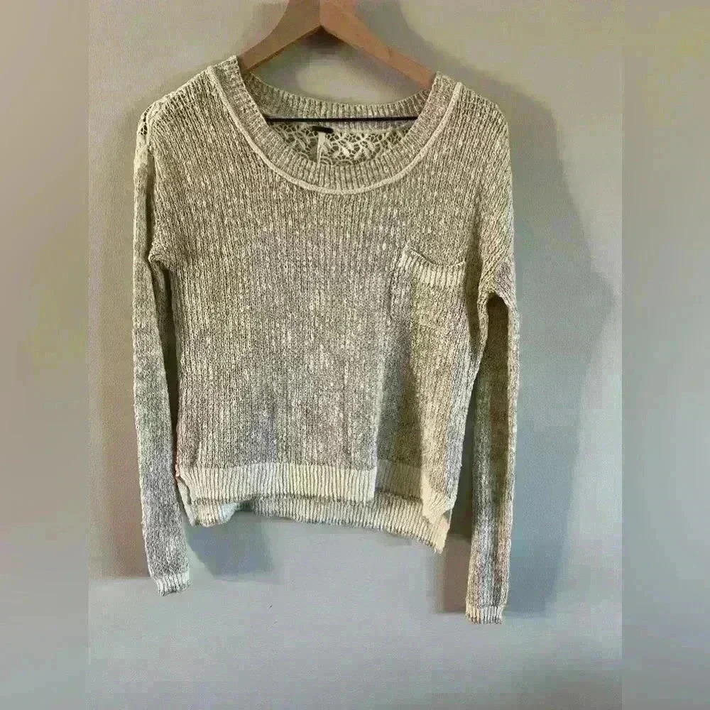 Free People Sweet Jane Lace Back Pullover Sweater Rainbow Knit Size XS